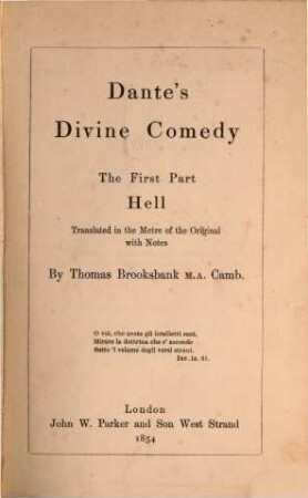 Divine comedy : Translated in the original ternary rhyme by C. B. Cayley. 5