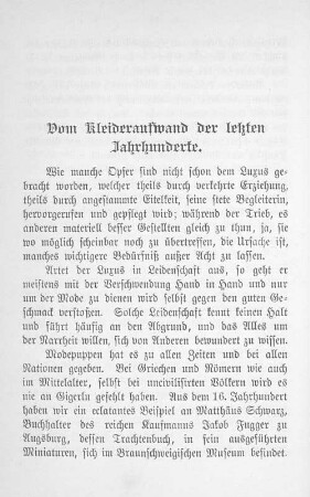Vom Kleideraufwand der letzten Jahrhunderte.