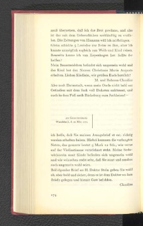 An Gerstenberg Wandsbeck, den 20. November 1775
