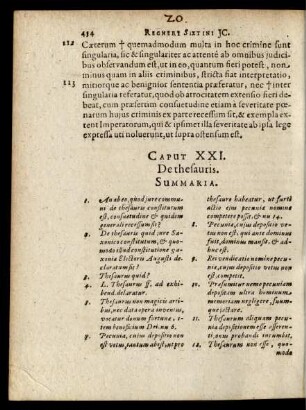 Caput XXI. De thesauris