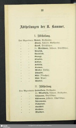 Abtheilungen der II. Kammer