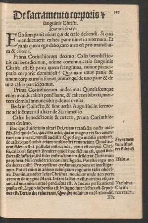 De sacramento corporis et sanguinis Christi.