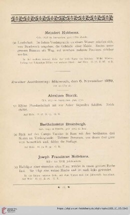 Zweiter Auctionstag: Mittwoch, den 6. November 1889 (Nr. 91 - 181)