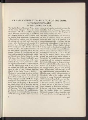 An early Hebrew translation of the Book of Common Prayer