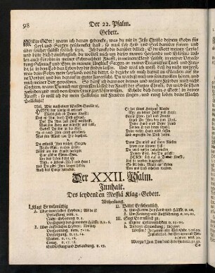 98-111, Der XXII. Psalm