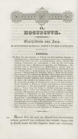 IX. Hoofdstuk. Geschiedenis van Java. De gouverneur generaal, Baron van der Capellen