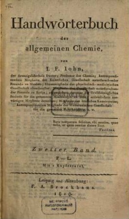 Handwörterbuch der allgemeinen Chemie. 2, F - L