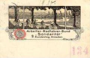 Postkarte zum 9. Bundestag des Arbeiter-Radfahrer-Bundes "Solidarität"
