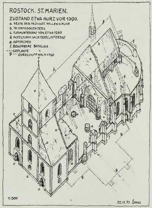 Rostock, Evangelische Kirche Sankt Marien, Zustand etwa kurz vor 1390