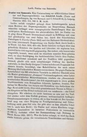 127-128 [Rezension] Loofs, Friedrich, Paulus von Samosata