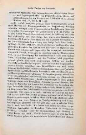 127-128 [Rezension] Loofs, Friedrich, Paulus von Samosata