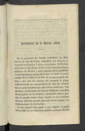 Manifiesto De D. Miguel López