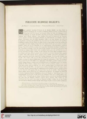 Publicirte Bildnisse Holbein's