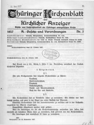 Nr. 7 : 16. November 1927