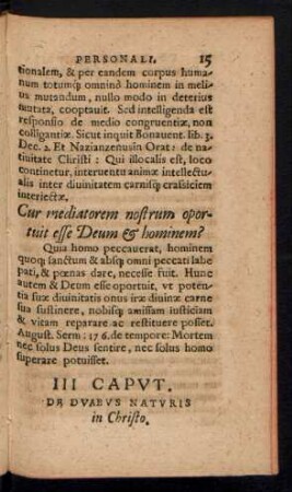 III Caput. De Duabus Naturis in Christo.