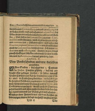 Caput V. Von Vorbeschieden und wie dieselben anzusetzen.