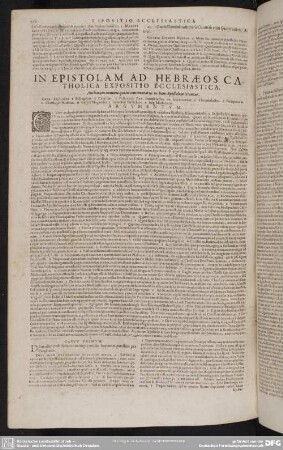 In Epistolam Ad Hebraeos Catholica Expositio Ecclesiastica