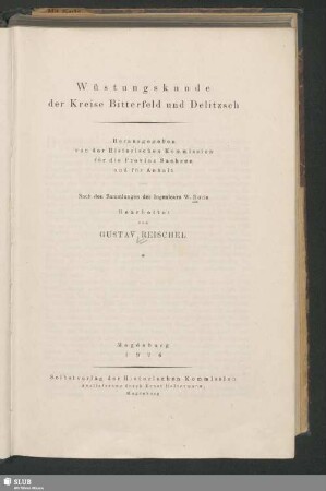 Wüstungskunde der Kreise Bitterfeld und Delitzsch