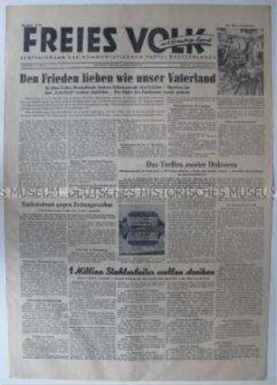 Zentralorgan der KPD "Freies Volk" u.a. zur deutschen Einheit