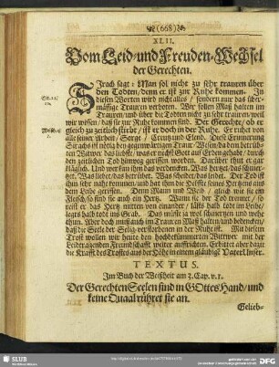 XLII. Vom Leid- und Freuden-Wechsel der Gerechten