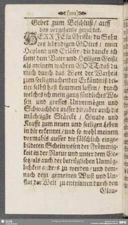 Gebet zum Beschluß, auff das vorgehende gerichtet