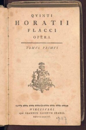 1: Quinti Horatii Flacci Opera, Tomvs Primvs