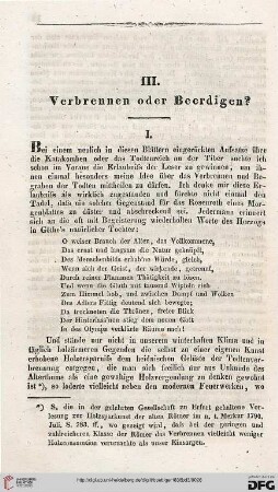 III: Verbrennen oder Beerdigen?