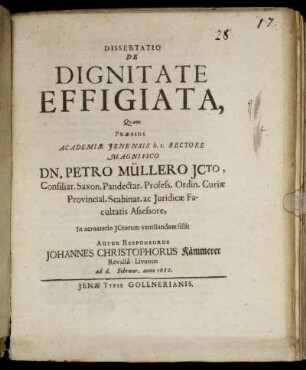 Dissertatio De Dignitate Effigiata