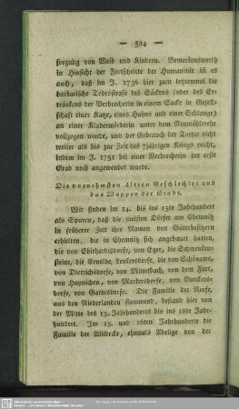 Die vornehmsten ältern Geschlechter und das Wappen der Stadt
