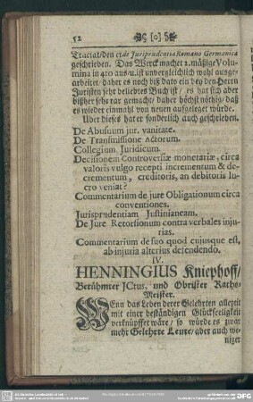 IV. Henningius Kniephoff ...