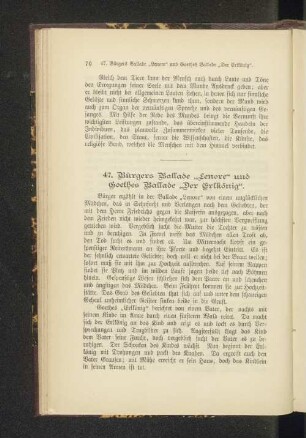 47. Bürgers Ballade "Lenore" und Goethes Ballade "Der Erlkönig".