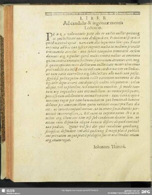 Liber Ad candidae & ingenuae mentis Lectorem