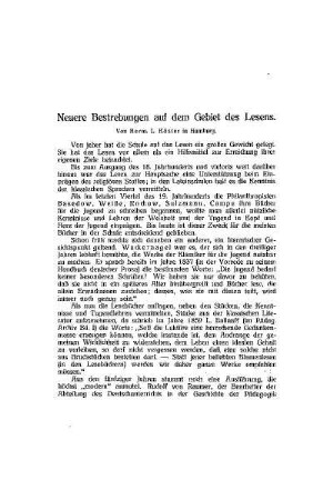 Neuere Bestrebungen auf dem Gebiete des Lesens