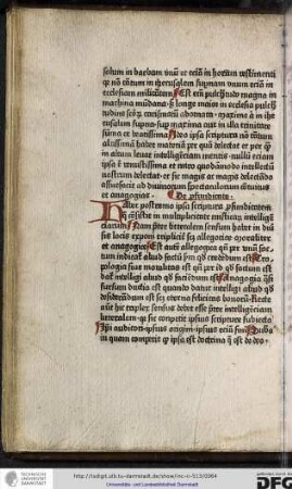 Habet postremo ipsa scriptura profunditatem que consistit in multiplicitate misticorum intelligentiarum...