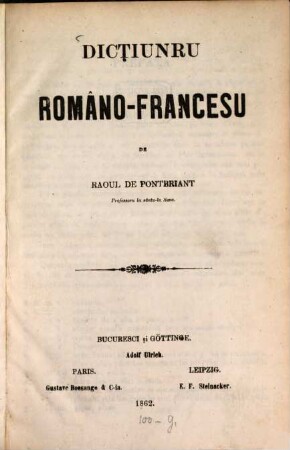 Dicţiunru Româno-Francesu