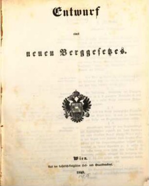 Entwurf eines neuen Berggesetzes