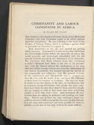 Christianity and labour conditions in Africa