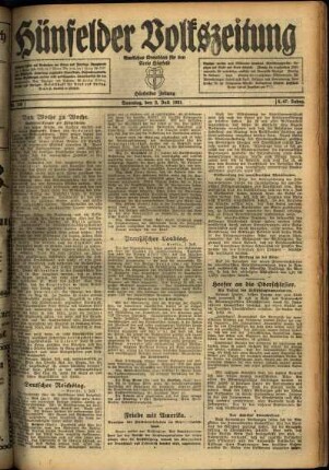 Ausgabe vom Samstag, den 02. Juli 1921.
