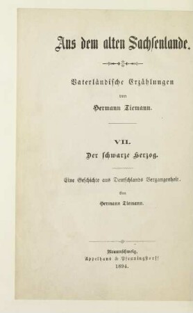 7: Der schwarze Herzog : eine Geschichte aus Deutschlands Vergangenheit