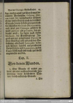 Cap. II. Von denen Wunden