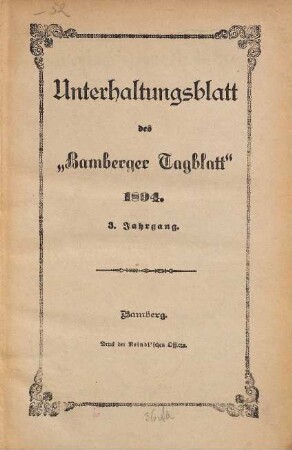 Bamberger Tagblatt. Unterhaltungsblatt des "Bamberger Tagblatt", 1894 = Jg. 3