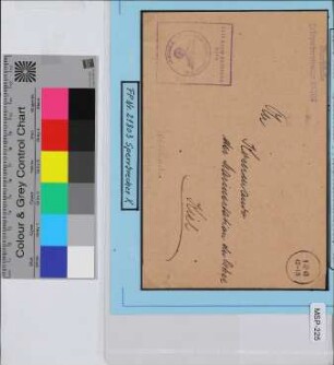 Feldpost-Kartenbrief an Feldpostnr. 21303 (=Sperrbrecher 10), Schiffsname/Landeinheit: Sperrbrecher 10, 1. Sperrbrecherflottille; Frankatur, Mi.-Nr.: [Keine]; Poststempel: Masch.-Stpl: Berlin Spandau 1 bq 30 3 43-20 u. Werbetext; Nebenstempel: [Keine]