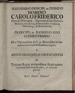 Serenissimo Principi, ac Domino Domino Carolo Friderico...