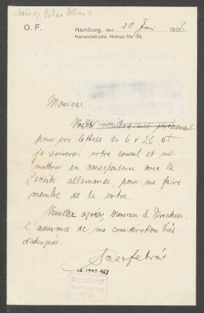 Brief an Jean Bernard Alpi : 30.06.1906