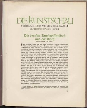 Die deutsche Kunstwissenschaft und der Krieg