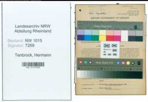 Entnazifizierung Hermann Tenbrock , geb. 25.11.1894 (Haendler)