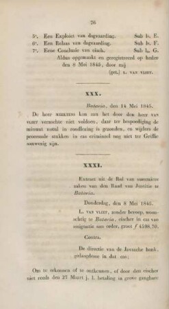 XXXI. Extract uit de Rol van summiere zaken van den Raad van Justitie te Batavia
