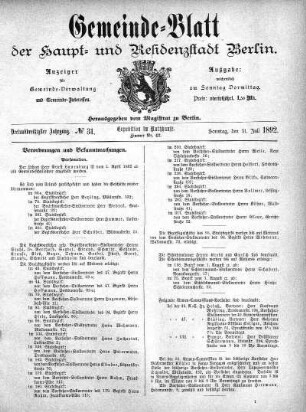 1892,31: No. 31, 31. Juli 1892