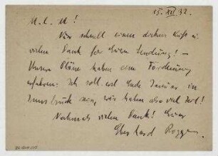 Postkarte von Eberhard Rogge an Vera Hausmann. Hannover