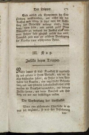 III. Kap. Zufälle beym Tripper.